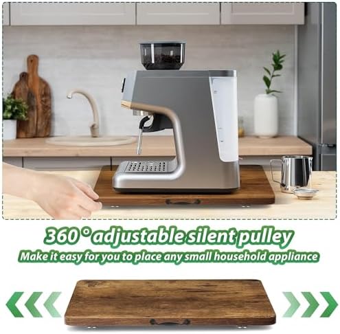 Appliance Slider, Sliding Tray for Coffee Maker, Coffee Pot Slider for Countertop, 360° Rolling Tray Appliance Slider for Kitchen Appliances- Rustic Brown (12.5” X 16”) (Pack of 2) - Image 5