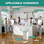 JOYMOOP Flat Mop System, Microfiber Mop and Bucket Set, White, Hands-Free Wet and Dry Floor Cleaning for Household and Commercial Use, Includes 5 Washable Pads - Image 5