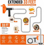 33 FT Drain Snake Auger, Plumbing Snake Drain Hair Clog Removal Tool, Sink Unclogger Drain, Heavy Duty Drum Auger, Cleaner Tool for Bathroom Kitchen Tub Shower Drain Clog Remover with Gloves - Image 4