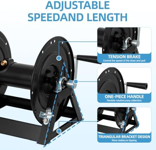 Pressure Washer Hose Reel 3/8"x350ft, 5000PSI, A-Frame with Brake & Lock - Image 3