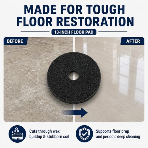 13 Inch Black Stripping Floor Pads, Extra Thick 2.3 cm, 5 Pack - Image 7