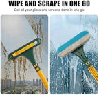 3 in 1 Window Squeegee for Home, 2-Way Brush Window Cleaning Tool with TPR Soft Rubber Squeegee for Cleaning Screens, Glass & Window Tracks - Image 5