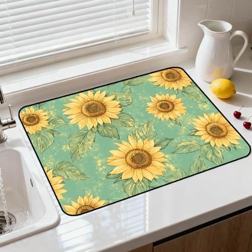 Electric Stove Top Cover - Heat Resistant Floral Stove Cover & Stove Top Protector, Reusable, Easy to Clean, Stylish Home Upgrade. (Sunflower Mint Green, 28"L x 20"W) - Image 2