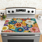 Boho Floral Stove Top Cover for Electric Stove, Bohemia Ethnic Style Range Covers for Electric Stove, Rubber Dish Drying Mat, Glass Cooktop Covers, Flat RV Range top Mats, 28"x20" by Unknown