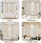 jinchan Linen Pinch Pleated Back Tab Tier Curtains, 38x54, Natural - Image 5