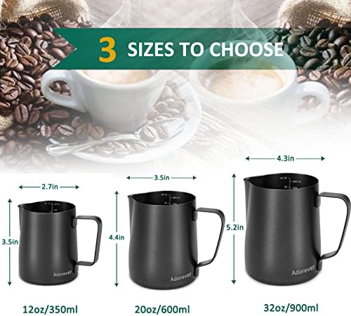 Milk Frothing Pitcher, 20oz Steaming Pitchers Stainless Steel Milk Coffee Cappuccino Latte Art Barista Steam Pitchers Milk Jug Cup with Decorating Art Pen, Matte Black - Image 4