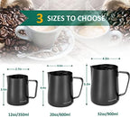 Milk Frothing Pitcher, 20oz Steaming Pitchers Stainless Steel Milk Coffee Cappuccino Latte Art Barista Steam Pitchers Milk Jug Cup with Decorating Art Pen, Matte Black - Image 4