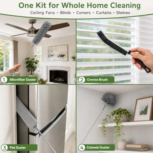 10-Piece Duster with Extension Pole, Cobweb Duster for High Ceiling - Image 6