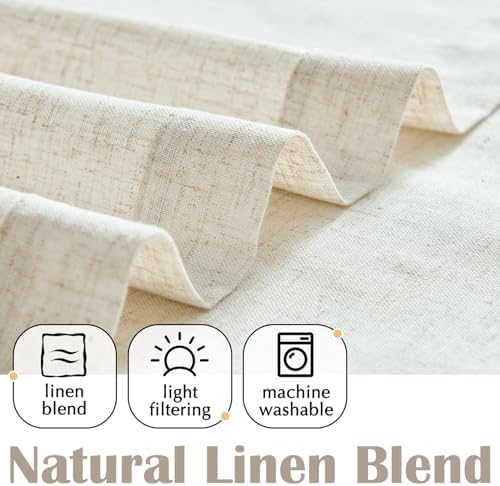 jinchan Tassel Linen Tier Curtain, Back Tab, 50x24, 1 Panel, Natural - Image 4