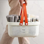 JiatuA Plastic Storage Basket with Handle Portable Shower Caddy Tote Organizer Basket Bin for Bathroom Kitchen Dorm Room Bedroom, Pink - Image 4