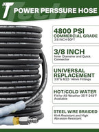 3/8" 4800PSI Pressure Washer Hose 50FT Swivel Quick Connect - Image 2