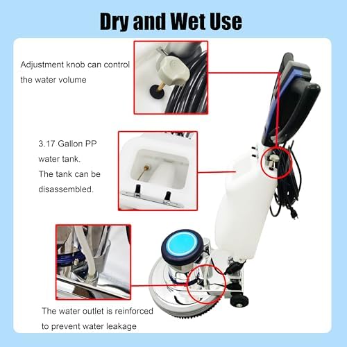 AC110-120V/60Hz 18" Floor Scrubber Buffer Polisher Machine Polish Wax Refurbish Heavy Duty Tile Scrubber Cleaner Wood Marble Cement Pavement Epoxy Rubber Carpet - Image 3