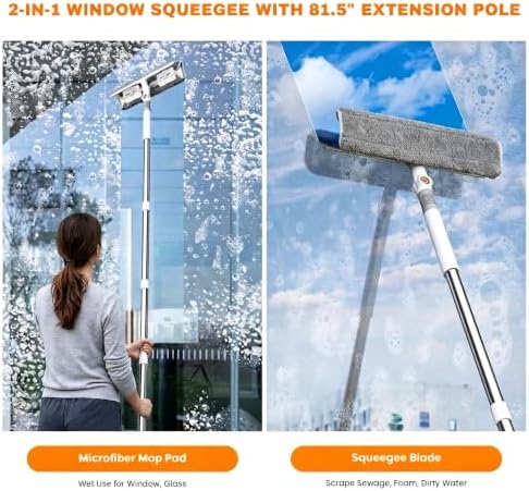 MUEE Window Squeegee with 81.5" Extension Pole, High Reach Window Cleaner - Image 3