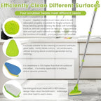 4-in-1 Tile Tub Floor Scrubber with 52-inch Adjustable Long Handle Shower Cleaner Brush with V-Shaped Grout Brush and 3 Replacement Brush Heads for Cleaning Bathroom Kitchen Walls Tub Tile - Image 3