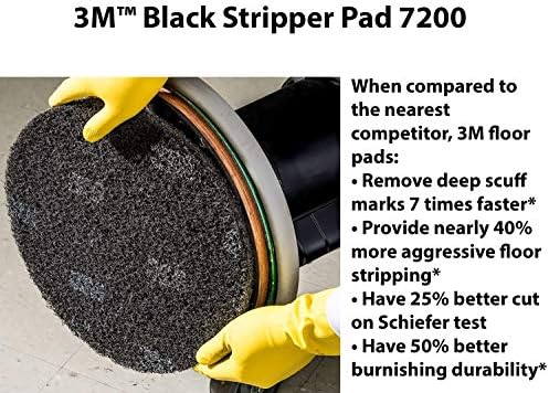 3M Black Stripper Pad 7200, 13" Floor Care Pad (Case of 5) - Image 3