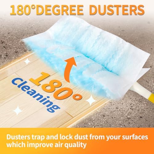 60 Count Electrostatic Duster Refills Compatible with Swiffer Duster,Multi-Surface Dusting Refills,Microfibre Dusters for Cleaning with 1Pcs Retractable Handle,Unscented - Image 2