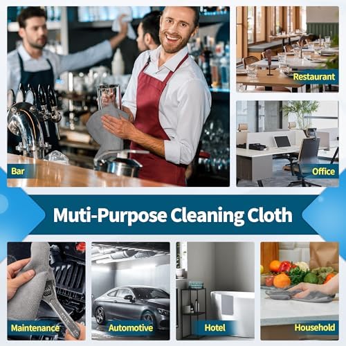 FIXSMITH Grey Microfiber Cleaning Cloth -Pack of 8, Highly Absorbent Cleaning Rags, 16"X12" All Purpose Cleaning Towels for Housekeeping, Kitchen, Car, Lint Free and Reusable Microfiber Towels - Image 7
