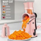 Rotary Cheese Grater Manual Hand Crank 5 Blade Shredder, Peach & Black - Image 4