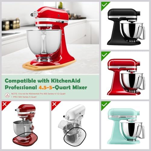Mixer Slider Compatible with Kitchen aid Bowl Lift 4 .5-5 Qt Stand Mixer Bamboo- Kitchen Countertop Storage Mover Sliding Caddy for Kitchen Aid 4 .5-5 Qt Mixer (4 .5-5 Qt with handle-Natural) - Image 2