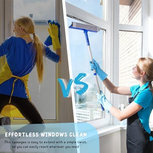 Window Cleaner Tool for Home with 20''-30'' Extension Pole, Squeegee for Car Windshield Cleaning, Glass Washer for Shower Doors, Mirror - Image 4