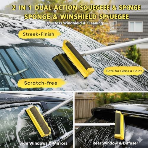 18FT Reach Car Wash Brush with 4.6-12ft Telescoping Pole,7-Pcs Car Wash Kit - Image 5