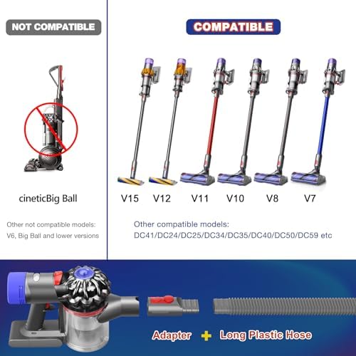 Sealegend Crevice Tool Dryer Vent Lint Vacuum Attachments Compatible with Dyson V15 V12 V11 V10 V8 V7 Vacuum Cleaner Dryer vent Cleaner Kit, Flexible Dryer Lint Removal Tool - Image 5