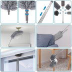 Microfiber Extendable Feather Duster (11pcs) with 100" Extension Pole, Washable Reusable Bendable Dusters for Cleaning Ceiling Fan, High Ceiling, TV, Blinds, Cars - Image 3