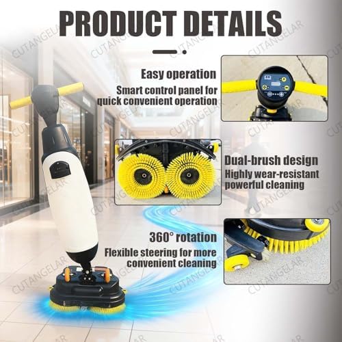 Compact Commercial Floor Scrubber,Multi Functional Floor Buffer Polisher Machine, with Dual Brushes Rotating Head 18 Inch Wide Path 350 RPM Ideal for Supermarkets(Gray) - Image 4