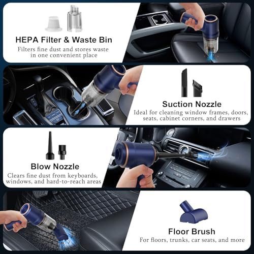 KMM Handheld Car Vacuum Cleaner, Hand Held Vacuum Cleaner and Air Duster - Image 6