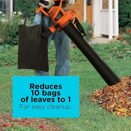 BLACK+DECKER Electric Leaf Blower, Leaf Vacuum and Leaf Mulcher, 3-in-1 300 CFM 210 MPH 12-Amp Handheld Lightweight Corded Electric Combo Kit (BV3100) - Image 5