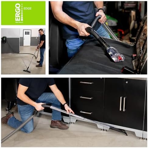 Atrix Ergo Edge Canister Shop Vac-Wall Mounted Garage Vacuum Cleaner with Built-in Dust Bag & Extendable Hose-Compact Black Design, 20 x 9 x 12 - Image 6