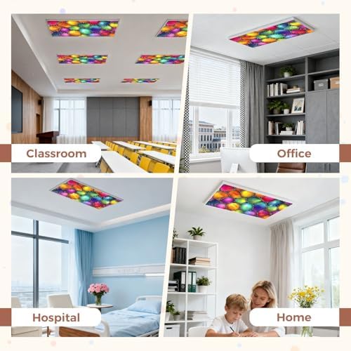 6 Pcs Fluorescent Light Covers for Ceiling Lights Stained glass seamless texture waves for window colored glass 3d Magnetic Decorative Shade Filters 4x2 ft for Classroom Office Hospital Decor - Image 5