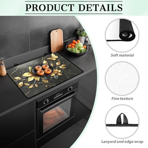Gold Lotus Butterfly Floral Stove Top Cover for Electric Stoves - Image 6
