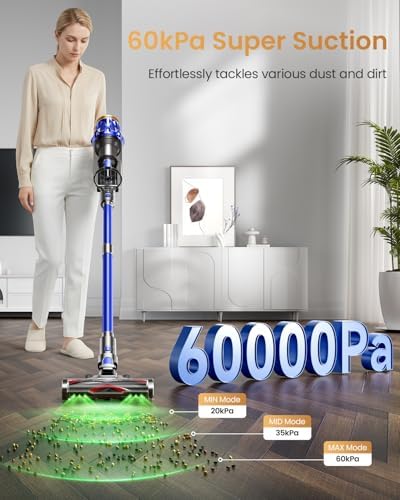Cordless Vacuum Cleaner, Upgraded 650W 60KPA 70Mins Vacuum Cleaners for Home with Self-Standing Vacuum Cleaner Stick, Anti-tangle Wireless Vacuum, OLED Screen 1.8L Cup for Pet Hair/Carpets/All Floor - Image 3