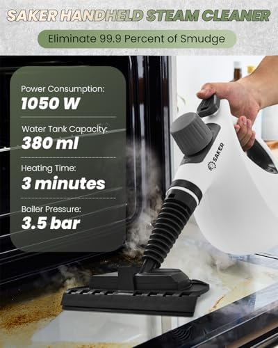 Saker Handheld Steam Cleaner Upgraded,Portable Steam Cleaner for Home,1050W Steam Cleaner,Quick Heating & Deep Cleaning of Floors, Cars, and Kitchen(with 5 Fiber Cloths) - Image 2