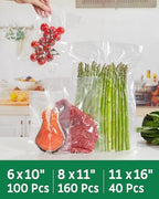 Syntus 300 Pcs Vacuum Sealer Bags for Food, 8x12+11x16+6x10, BPA Free - Image 2