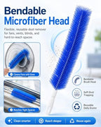 Bendable Microfiber Head Reusable Dust Remover Washable Fan Cleaner Brush Multi Purpose High Ceiling Long Damp Duster for Electric Fans Air Conditioning, Home Car Vents Blind Kit Tool - Image 2