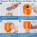LOVE MOMENT Electric Mason Jar Vacuum Sealer Kit - Orange - Image 3