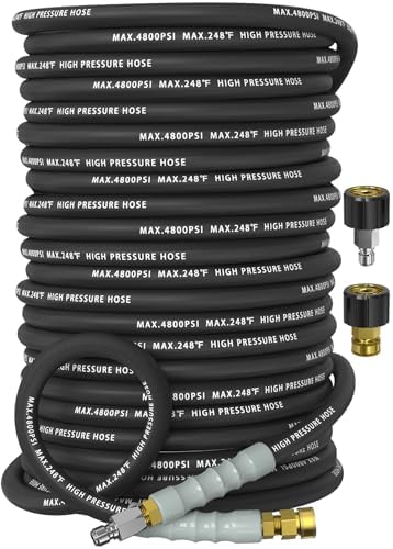 3/8" ID 4800PSI Pressure Washer Hose 200FT, Steel Wire Braided Hose Black by Unknown