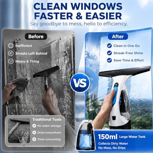 Window Vacuum Cleaner Electric Squeegee Cordless Glass Cleaner Tool Handheld Power Scraper with 28cm Blade for Window Shower Car - Image 3