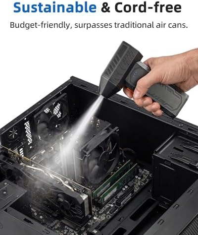 Compressed Air Duster - Electric Air Duster Super Power 130000RPM, 3-Gear Adjustable Mini Duster Blower with Fast Charging, Air Duster Rechargeable for Computer, Keyboard Cleaner, House, Outdoor, Car - Image 2