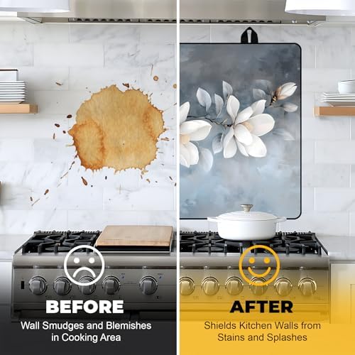 NYZE Stove Top Cover for Electric/Glass Stove, 28x20 Inch Stovetop Cover Flat Top Protector Dish Drying Mat for Kitchen (White Magnolia) - Image 6