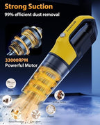Handheld Vacuum Cordless 1.1 Pounds Car Vac 10000PA Hand Held Vacuums 4-in-1 Hand Vac Cordless Rechargeable HEPA Filter Large Capacity Dust Cup for Car Office Home Pets Hair (Yellow) - Image 2