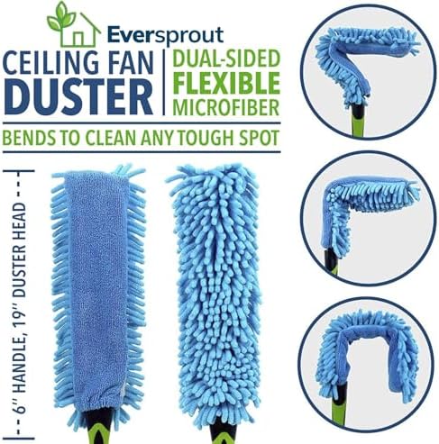 EVERSPROUT Ceiling Fan Duster with 3 Foot Pole, Bendable Microfiber Cleaner - Image 4