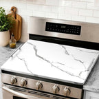 Noodle Board Stove Cover with Handles, Stove Top Covers for Gas Burners and Electric Stove, Wood Stove Cover Board Decorative Serving Tray Kitchen Sink Cover for Counter Space (White Marble) by Unknown