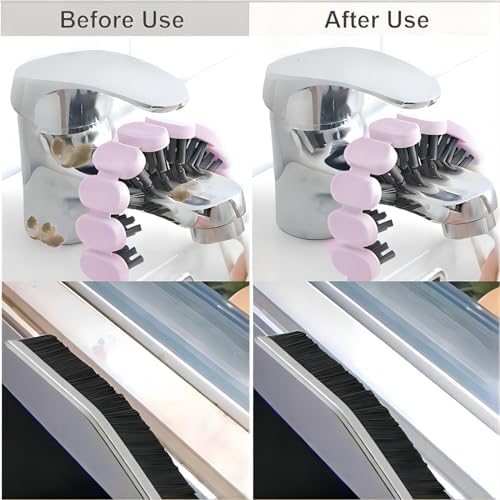 Crevice Cleaning Brush Set Grout Scrub Cleaning Tools 3 Pcs Black/Pink - Image 4