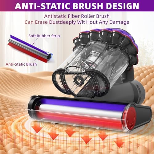 Mattress Vacuum Cleaner - 16Kpa Bed Vacuum with 253.7nm UV-C Light, 140°F Heat Ultrasonic & Hepa Filter, 500W Handheld Couch Cleaner with 3L Dust Cup for Pet Carpet Sofa Hair (D-Purple/Corded) - Image 6