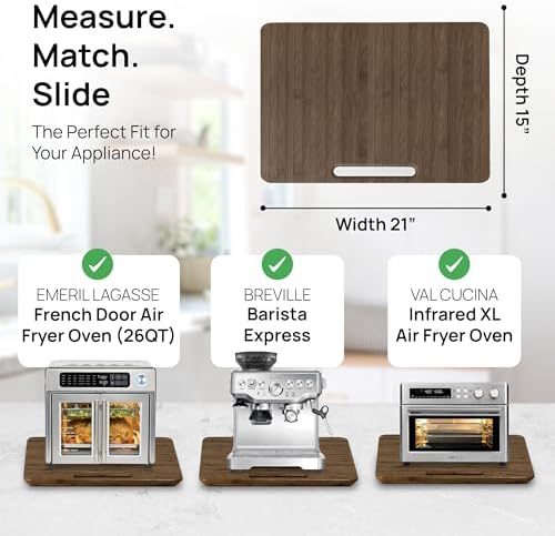 Ibyx Appliance Slider, Sliding Tray for Coffee Maker, 21 x 15 in, Brown - Image 5