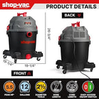 Shop-Vac 5430098 Ultra Quiet Wet/Dry Vacuum, 12 Gallon, 5.5 Peak HP - Image 3