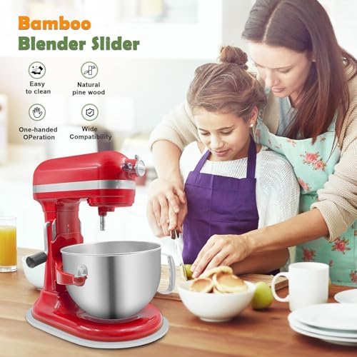 Bamboo Mixer Slider Compatible with Kitchen aid Bowl Lift 5-8 Qt Stand Mixer - Kitchen Countertop Storage Mover Sliding Caddy for Kitchenaid 5-8 Qt Mixer (5-8 Qt - White) - Image 6